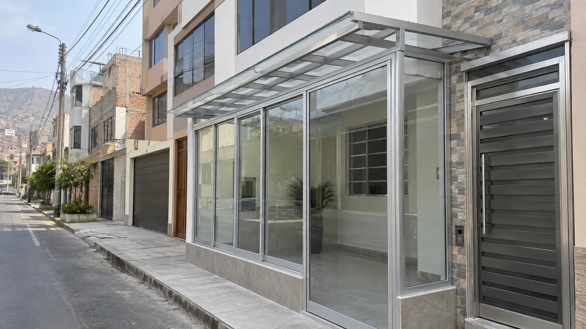 Estructura de aluminio y vidrio